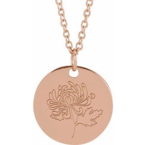Birth Flower Necklace or Pendant