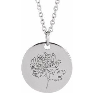 Birth Flower Necklace or Pendant