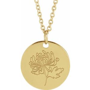 Birth Flower Necklace or Pendant