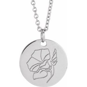 Birth Flower Necklace or Pendant