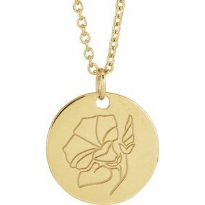Birth Flower Necklace or Pendant