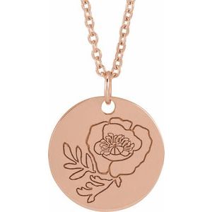 Birth Flower Necklace or Pendant