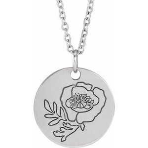Birth Flower Necklace or Pendant