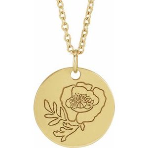 Birth Flower Necklace or Pendant