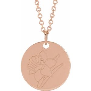 Birth Flower Necklace or Pendant