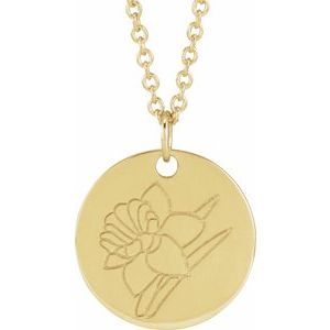 Birth Flower Necklace or Pendant