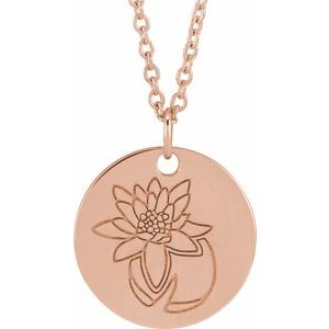 Birth Flower Necklace or Pendant