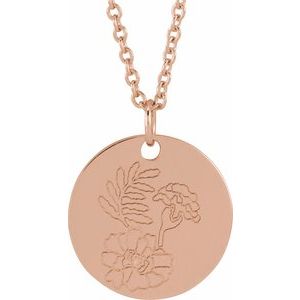 Birth Flower Necklace or Pendant