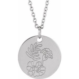 Birth Flower Necklace or Pendant