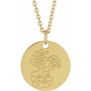 Birth Flower Necklace or Pendant