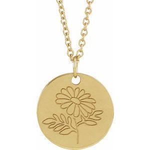 Birth Flower Necklace or Pendant