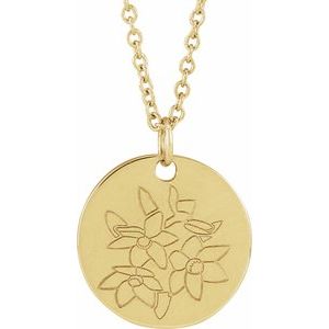 Birth Flower Necklace or Pendant