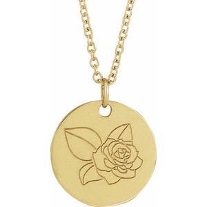 Birth Flower Necklace or Pendant