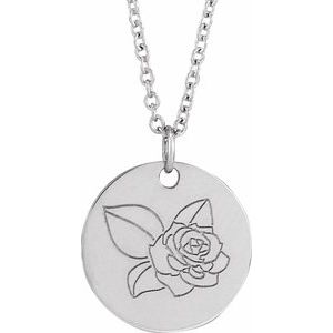 Birth Flower Necklace or Pendant