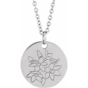 Birth Flower Necklace or Pendant