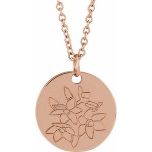 Birth Flower Necklace or Pendant
