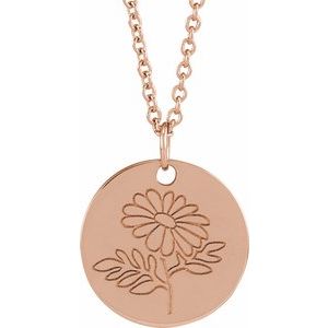 Birth Flower Necklace or Pendant