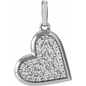 Pavé-Style Heart Necklace or Charm/Pendant