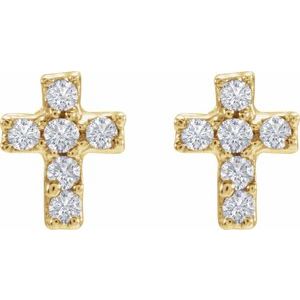 14K Yellow Gold .02 CTW Natural Diamond Cross Inverness® Piercing Stud Earrings