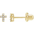 14K Yellow Gold .02 CTW Natural Diamond Cross Inverness® Piercing Stud Earrings