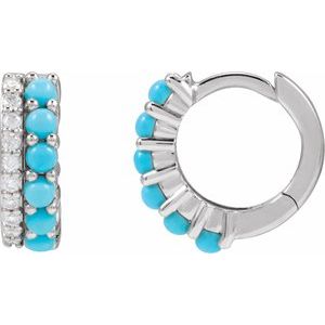 Accented Cabochon Hoop Earrings