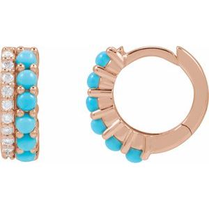 Accented Cabochon Hoop Earrings