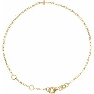 Sideways Cross Paperclip-Style Chain Bracelet