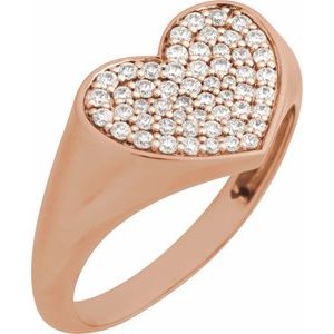 Pavé-Style Heart Signet Ring