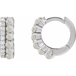 Accented Cabochon Hoop Earrings