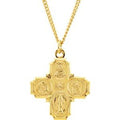 24K Yellow Gold-Plated Sterling Silver Four-Way Cross 24" Necklace