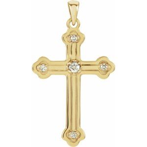 14K Yellow/White Gold 1/5 CTW Natural Diamond Cross Pendant