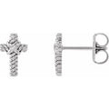 14K White Gold Rope Cross Earrings