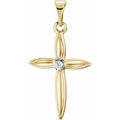 14K Yellow/White Gold .025 CT Natural Diamond Cross Pendant