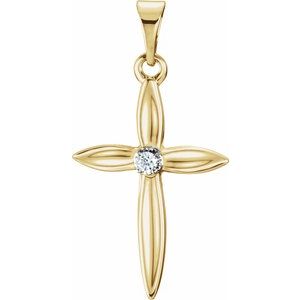 14K Yellow/White Gold .025 CT Natural Diamond Cross Pendant