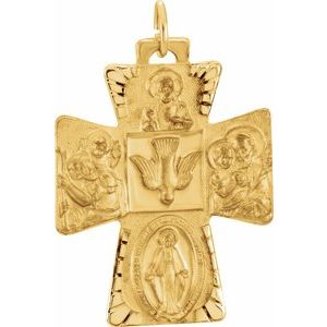 14K Yellow Gold 28x23.5 mm Four-Way Cross Medal