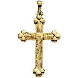 14K Yellow Gold 35x22 mm Cross Pendant