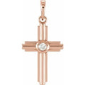 14K Rose Gold .06 CT Natural Diamond Cross Pendant