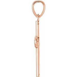 14K Rose Gold .06 CT Natural Diamond Cross Pendant