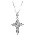 Sterling Silver Imitation White Cubic Zirconia Cross 18" Necklace