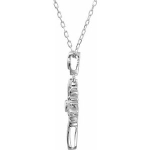Sterling Silver Imitation White Cubic Zirconia Cross 18" Necklace