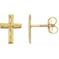 14K Yellow Gold Youth Cross Earrings