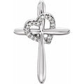 14K White Gold .04 CTW Natural Diamond Heart & Cross Pendant