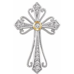 14K White/Yellow Gold 1/6 CTW Natural Diamond Cross Pendant