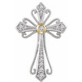 14K White/Yellow Gold 1/6 CTW Natural Diamond Cross Pendant