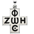 Sterling Silver 24x24 mm Phos Zoe Cross Pendant