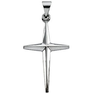 14K White Gold 31x17.5 mm Cross Pendant