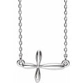 14K White Gold Sideways Cross 16-18" Necklace