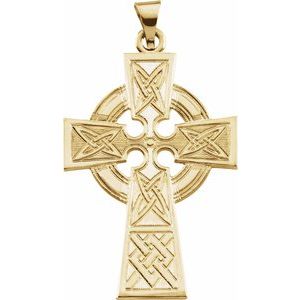 14K Yellow Gold Celtic-Inspired Cross Pendant