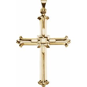 14K Yellow Gold 42.5x31.5 mm Cross Pendant
