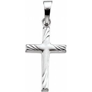 14K White Gold 17.5x12 Cross Pendant